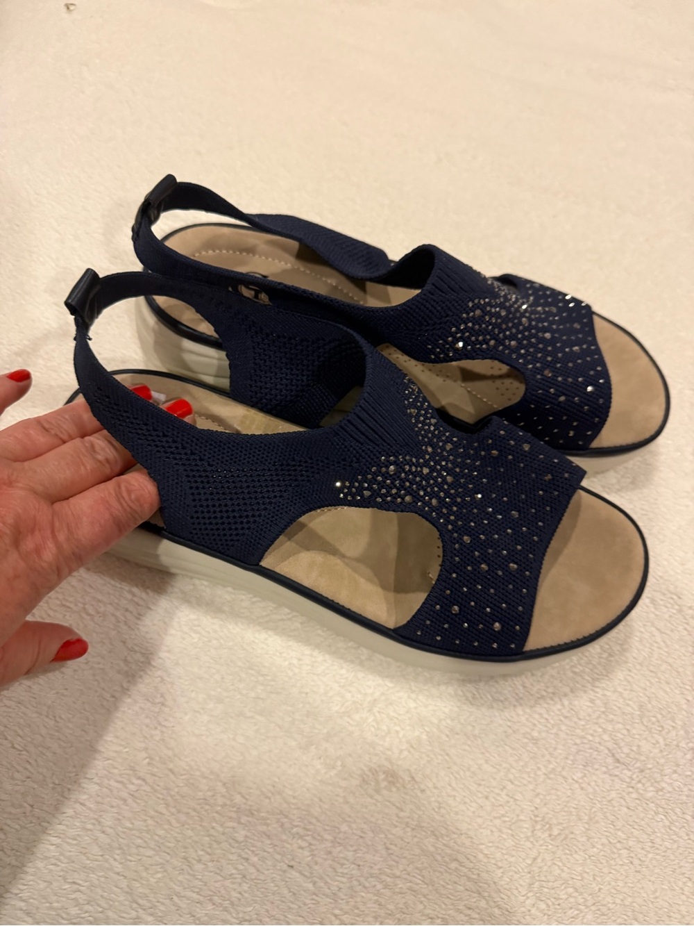 Knit Slingback Comfort Sandals - Navy